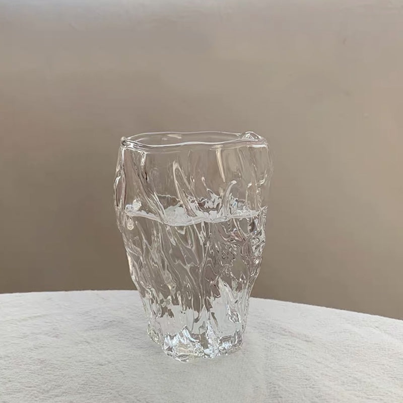 Elegant Crystal Wave Glass with flowing water-like surface, 10 oz capacity, from Nest Haven Shop, GLASS,KITCHEN.