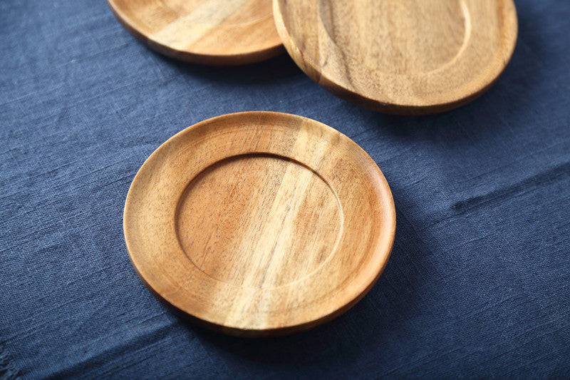 Set of wooden saucers with a rustic charm and modern elegance, perfect for your ceramic coffee cup from Nest Haven Shop, KITCHEN